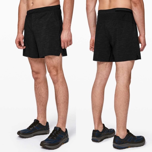 Lululemon Surge Short *Liner 6" in Heather Allover Deep Coal Black - L - Picture 1 of 10